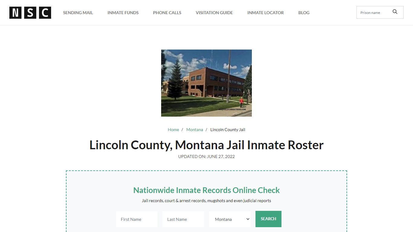 Lincoln County, Montana Jail Inmate Roster